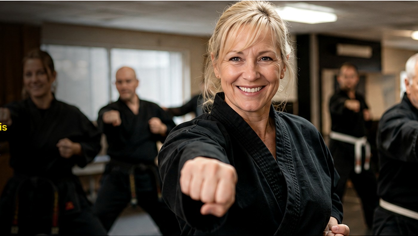 Photorealistic-style people-centered hero image showing adaptive martial arts movement and visualization for MS