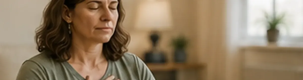 A person practicing calm visualization and breathing